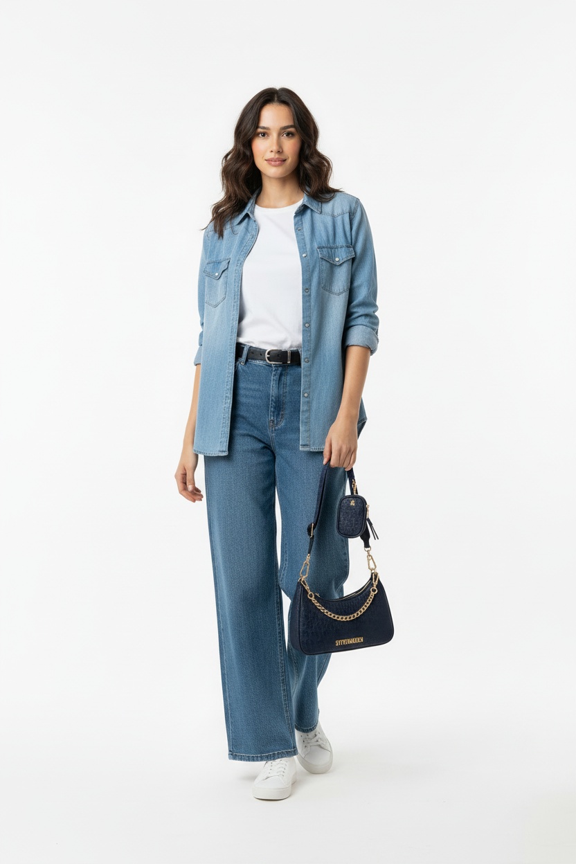 Model met tas, overzichtsfoto