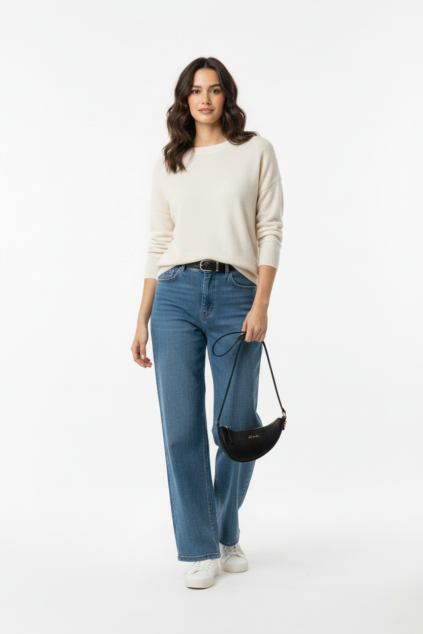 Model met tas, overzichtsfoto
