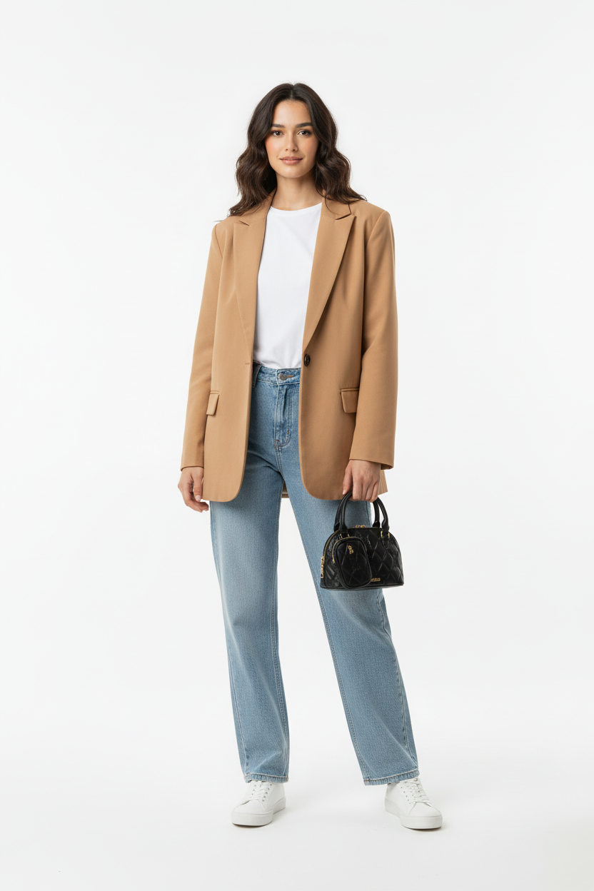 Model met tas, overzichtsfoto