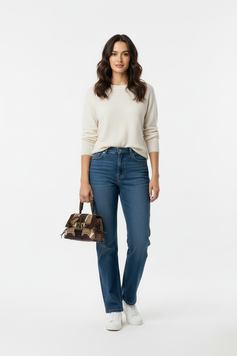 Model met tas, overzichtsfoto